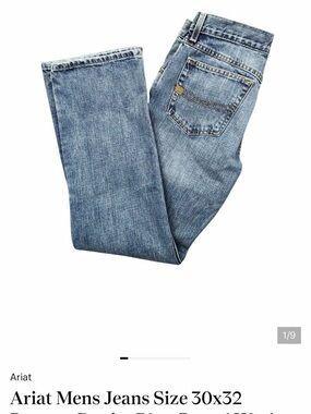 Ariat Mens Jeans Size 30x32 Bootcut Denim Blue Casual Work Western